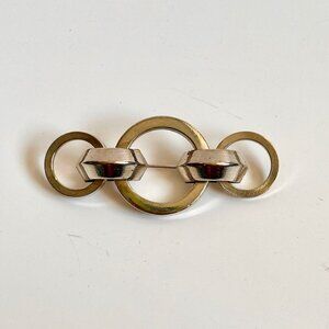 Vintage Circles Overlapping Rings Silver Tone Brooch Pin